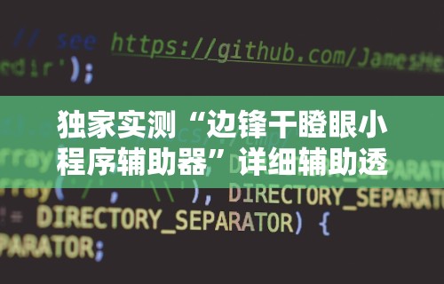 独家实测“边锋干瞪眼小程序辅助器”详细辅助透视